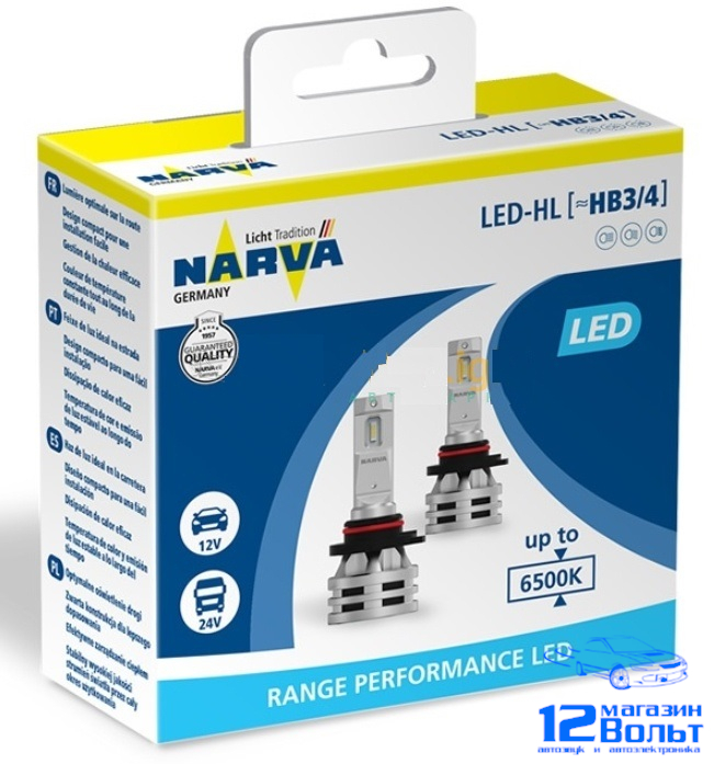 NARVA HB3/HB4 RANGE PERFORMANCE LED HL 12/24V 6500K 24W, CANbus